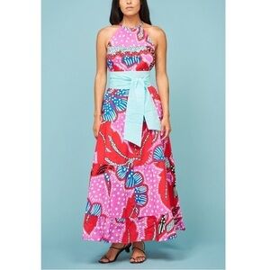 RHODE Maxi Floral Julia Sleeveless Tiered Dress